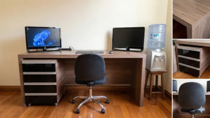 Mesa de escritório com gaveteiro