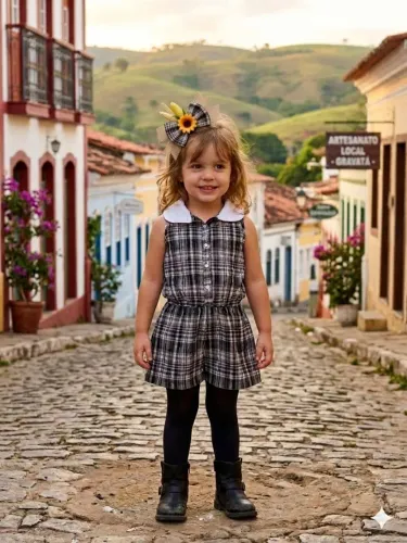 Macaquinho infantil xadrez