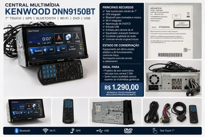 Sistema multimídia para veículo Kenwood
