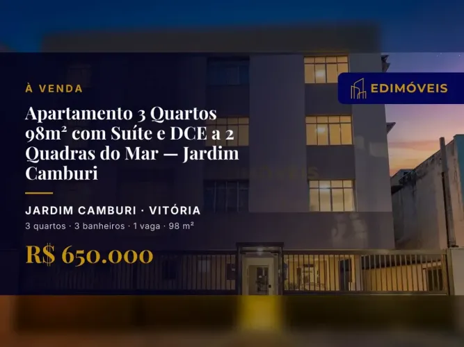 Jardim Camburi: Apartamento 3 quartos com suíte, a 2 quadras do mar