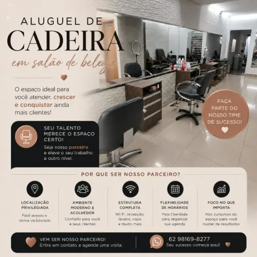 Aluga cadeira para cabeleireira ou cabeleireiro e um barbeiro