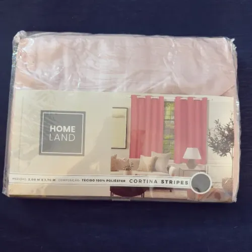 Cortina Home Land Stripes Rosê 2,00m x 1,70m com Ilhós - 100% Poliéster