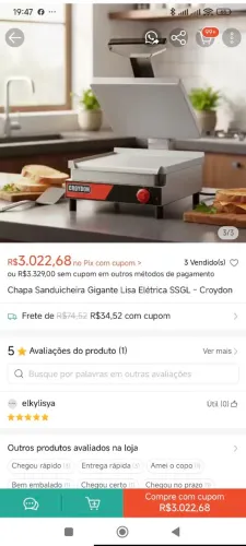 Grill Croydon chapa lisa.