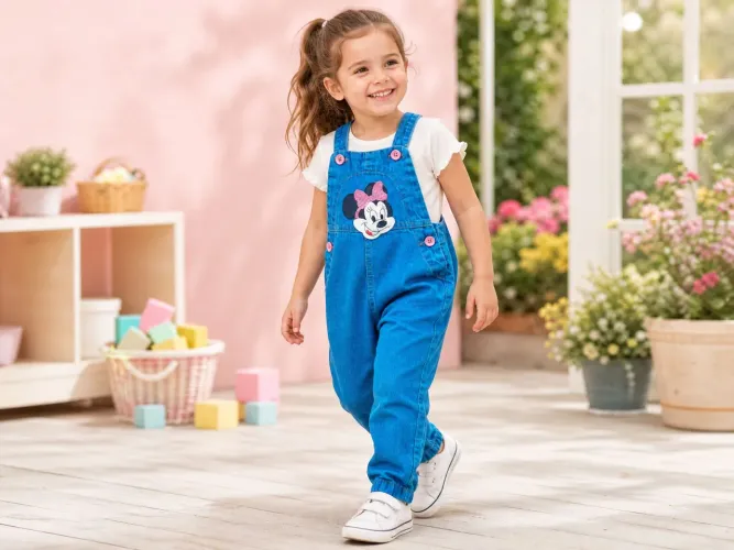 Jardineira jeans infantil menina