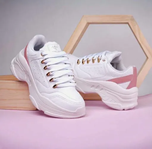 Tênis Feminino Chunky Sneakers Metalizado, Tênis branco