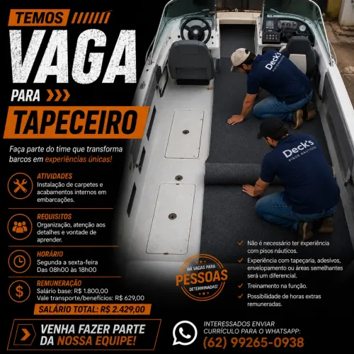 VAGA ABERTA - TAPECEIRO / INSTALADOR