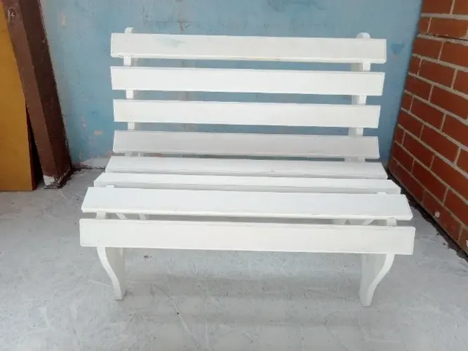 Banquinho Praça MDF Decoração Branco