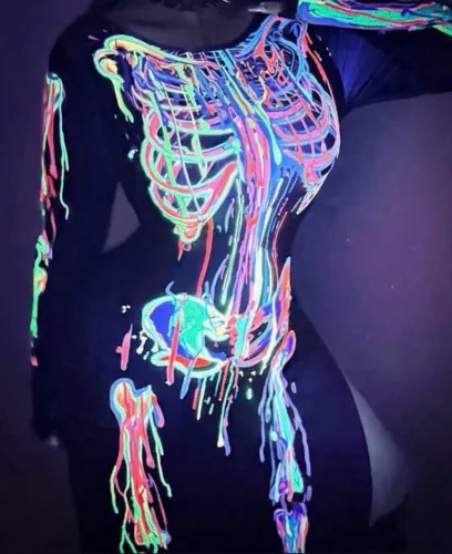Macacão Esqueleto Neon Shein