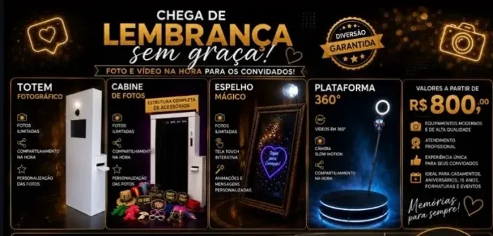 Cabine de fotos | Espelho Mágico | Plataforma 360