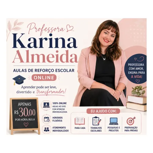 Aulas de reforço com Professora Karina Almeida