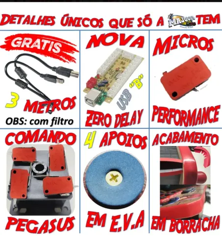 Controle Arcade fliperama