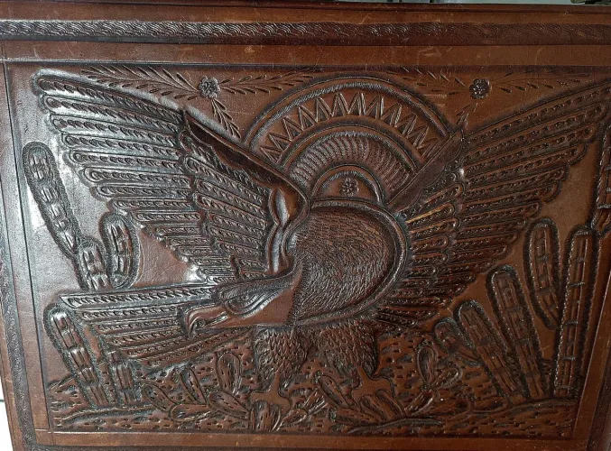 Maleta Vintage Couro Legitimo Arte Mexicana (Asteca)