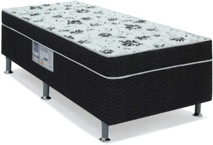 Conjunto Solteiro 1,88x0,88: Colchão + Cama Box Preto