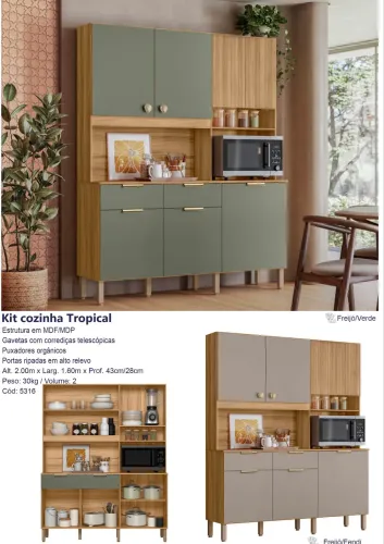 Kit cozinha Tropical 1,60m - Promoção