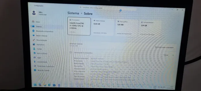 NOTEBOOK DELL CORE I5 7° GERAÇÃO DDR4