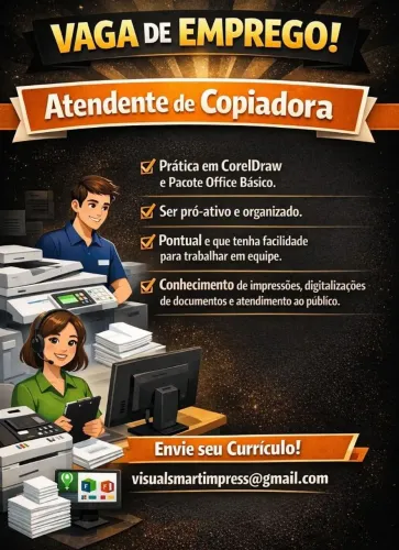 Atendente de Copiadora - Com conhecimento básico em CorelDRAW e Pacote Office