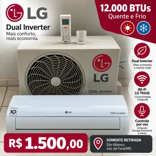 Ar-Condicionado LG Dual Inverter 12.000 BTUs Quente/Frio Wi-Fi