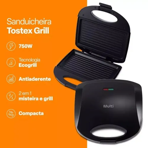 sanduicheira tostex grill multi home
