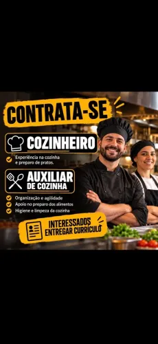 Estamos contratando cozinheiro e auxiliar de cozinha