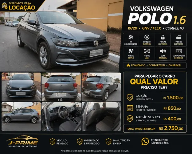 VOLKSWAGEN POLO 1.6 2019/2020 - DISPONÍVEL PARA LOCAÇÃO