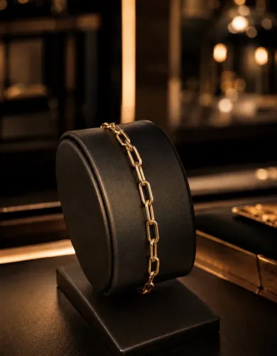 Pulseira Cadeado Alongado em Ouro 18k 750