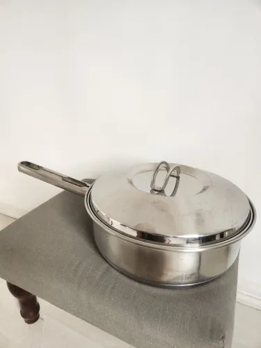 Frigideira Alta Tramontina Inox 24cm 18/10 com Tampa - Fundo Duplo