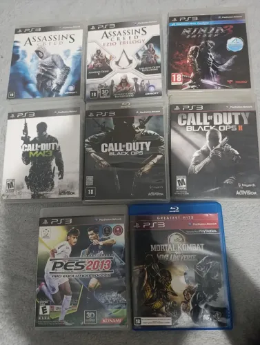 Lote 8 jogos ps3 / call of duty/ assassins creed/ mortal kombat/ ninja gaiden