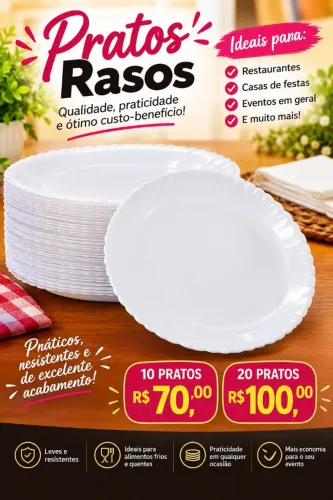 Pratos rasos brancos