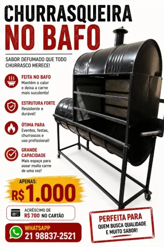 Churrasqueira no bafo 2 em 1 a lenha