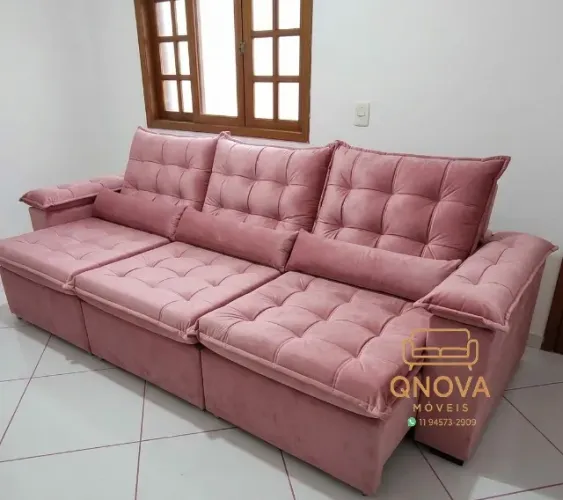 Sofá Retrátil e Reclinável Luxo com molas ensacadas Rosa, Sob encomenda, cor a escolha.