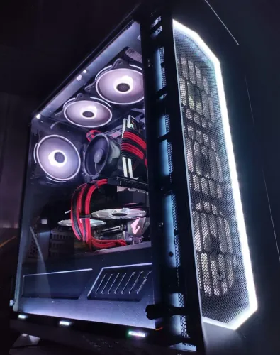 Gabinete Gamer Aerocool Project 7 White/ 6 Fans ARGB + 2 Controladoras + 2 FITAS Led RGB