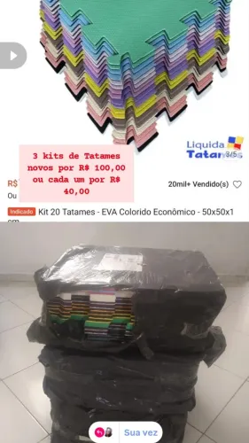 Tatame de Eva Novo 50x50cm 20 unidades R$40,00 - 60 unidades por R$ 100,00