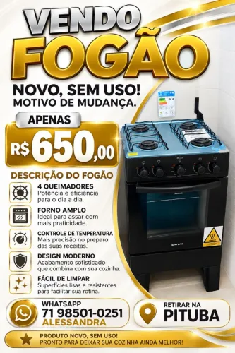 Fogão Novo sem uso Atlas 4 bocas