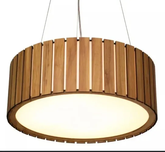 lustre de madeira redondo modelo Macauacor da estrutura Freijó 50