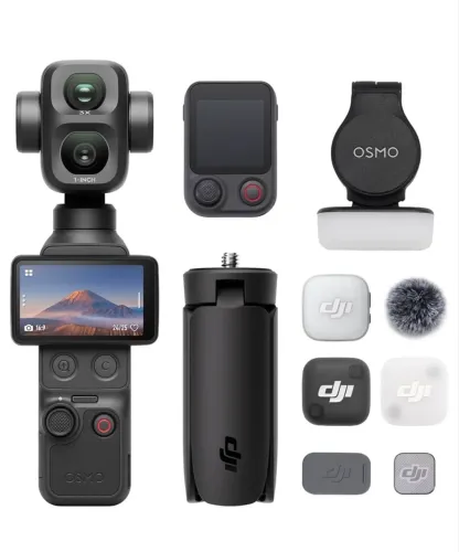 DJI Osmo Pocket 4P Vlog Combo Câmera Vlog de Lente Dupla, Cinematic 4K