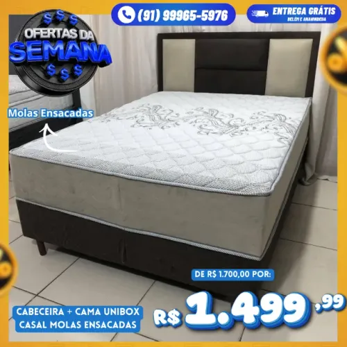 CABECEIRA + CAMA UNIBOX CASAL MOLAS ENSACADAS