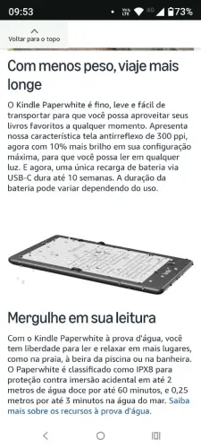 KINDLE 16 GB. TELA 6'8'' - MODELO 2021. POUCO USADO