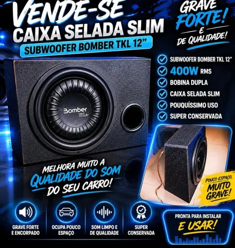 Caixa selada slim com subwoofer Bomber tkl 400wrms