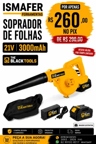 SOPRADOR DE FOLHAS A BATERIA 21V THE BLACK TOOLS - TCB21B