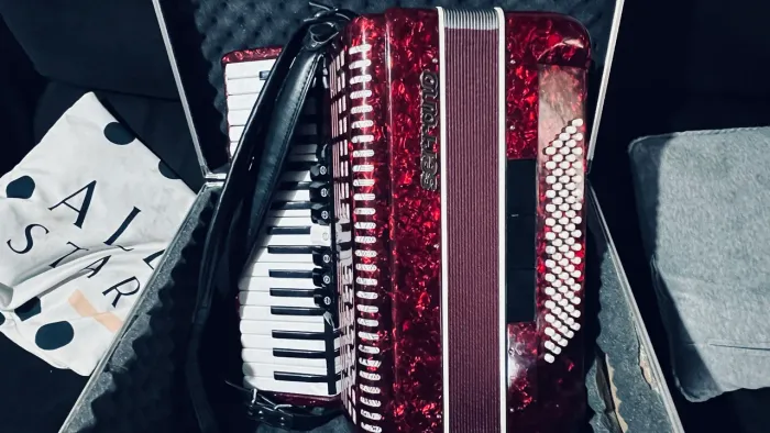 Acordeon Sanfona Serrano 7registros + 80 baixos vermelha+case