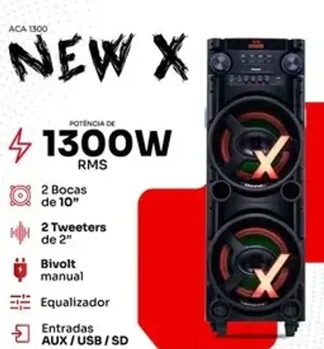 Caixa de Som Torre Amvox NEW x SFM - Bluetooth 1300W Amplificada
