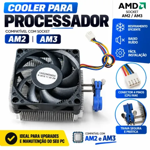Cooler CPU AMD AM2 AM3 Original Dissipador Alumínio Ventoinha 4 Pinos