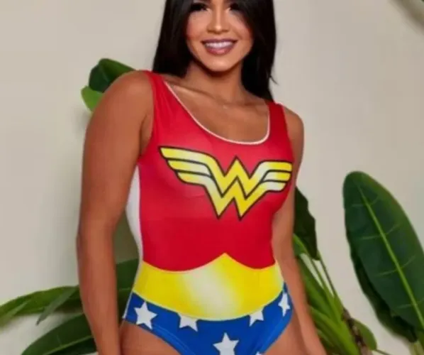 Body carnaval mulher maravilha feminino adulto 