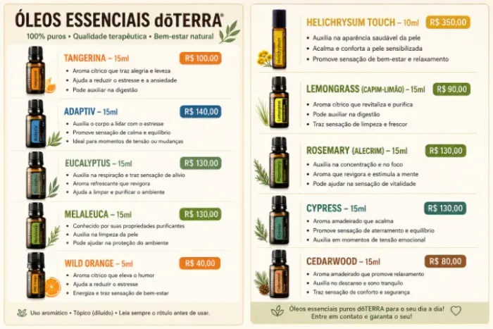Óleos essenciais doterra (valores nas imagens)