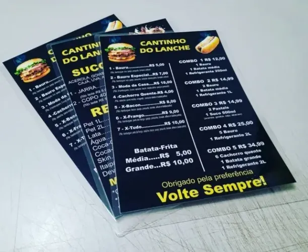 CARDÁPIOS PARA BARES, RESTAURANTES E LANCHONETES