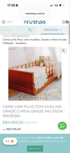 Cama de solteiro com auxiliar e grades de proteção - bicama - madeira maciça