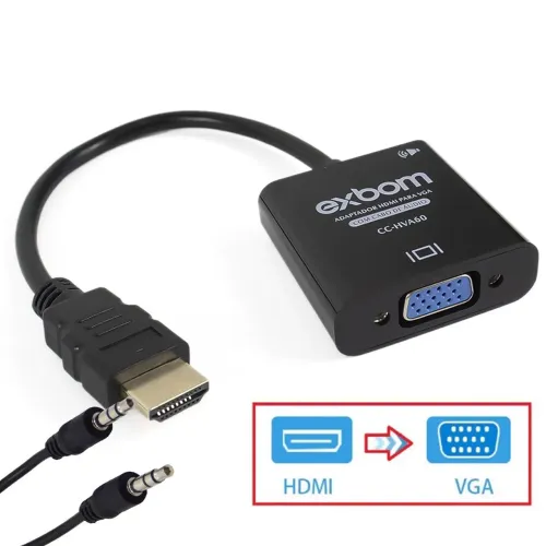 Conversor HDMI para VGA com Saída de Áudio P2 - Exbom