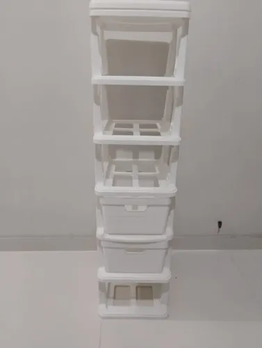 Gaveteiro Plástico Branco 6 Gavetas