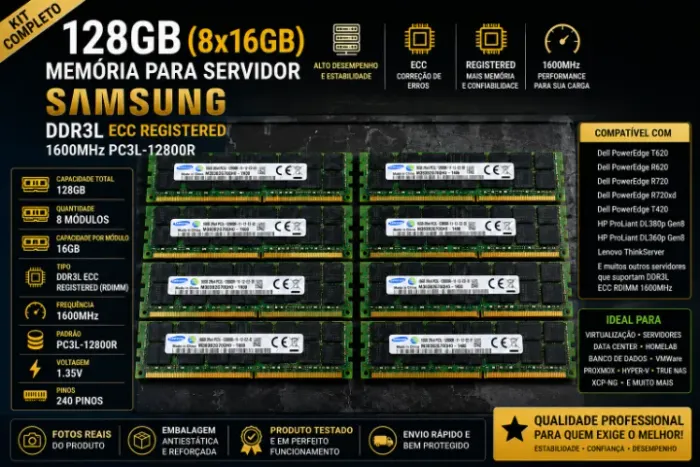 MEMÓRIA RAM DDR3L ECC Registered RDIMM 1600MHz PC3L-12800R