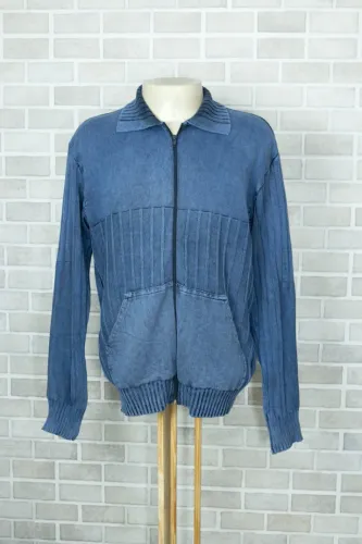 Blusa de tricô confecções silcos azul g